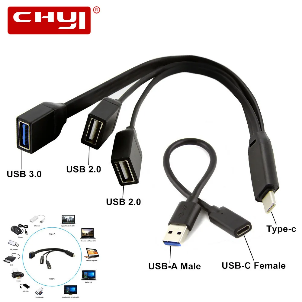 

Type-C USB HUB Adapter OTG Splitter Type C 3.1 Male to USB 3.0 Female & 2 x USB 2.0 Female for MacBook Pro USB-C OTG Devices