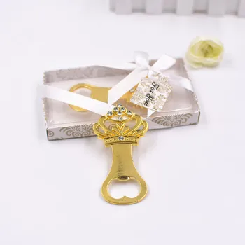 

(50pcs/lot)FREE SHIPPING+Gold Wedding Favors Bottle Opener Golden Crown Beer Openers Bridal Shower Party Giveaway For Guest