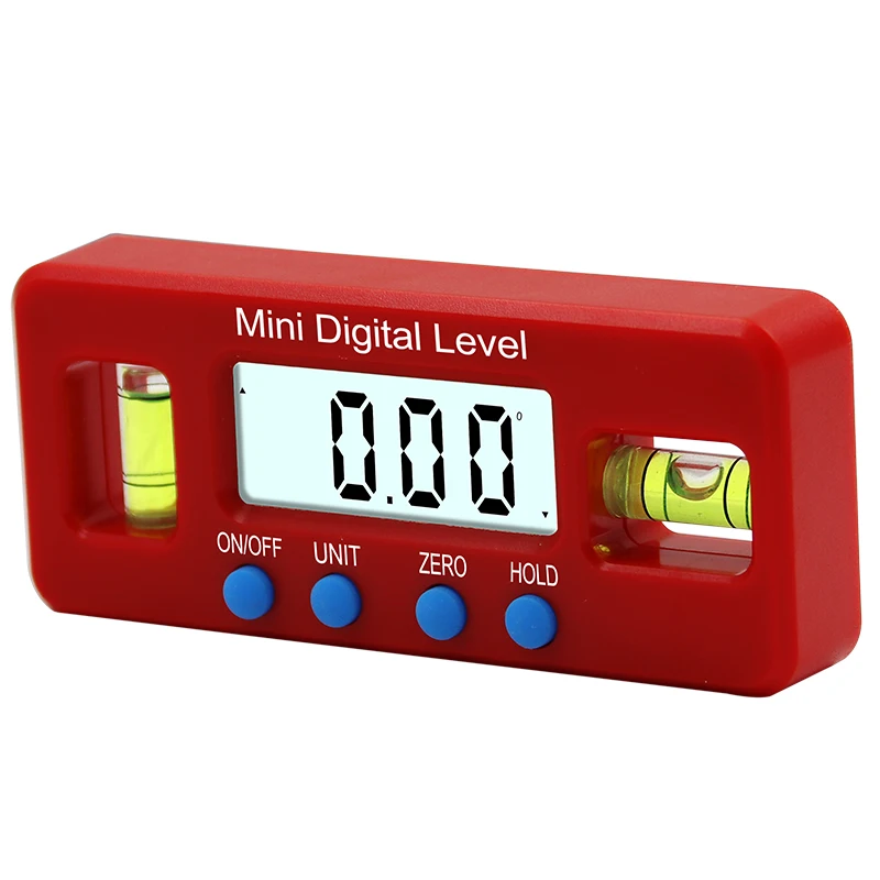 Red Precision Digital Protractor Inclinometer Water Proof Level Box Digital Angle Finder Bevel