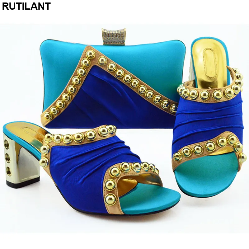 

New Arrival Ladies Sandals with Heels Italian Shoe and Bag Set for Party In Women Latest Women Shoes and Bags To Match Set Sale