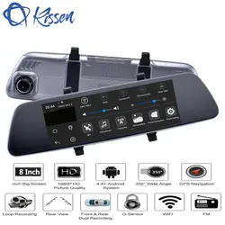 Kissen Allwinner Автомобильный dvr 8 "дюймов ADAS сенсорный экран Dash Cam зеркало заднего вида камера двойной объектив gps навигация Wi Fi Bluetooth