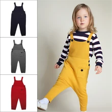 Комбинезоны для малышей; сезон осень-зима; комбинезон на подтяжках; детские штаны; Однотонный комбинезон для маленьких мальчиков и девочек; милый комбинезон; брюки для детей