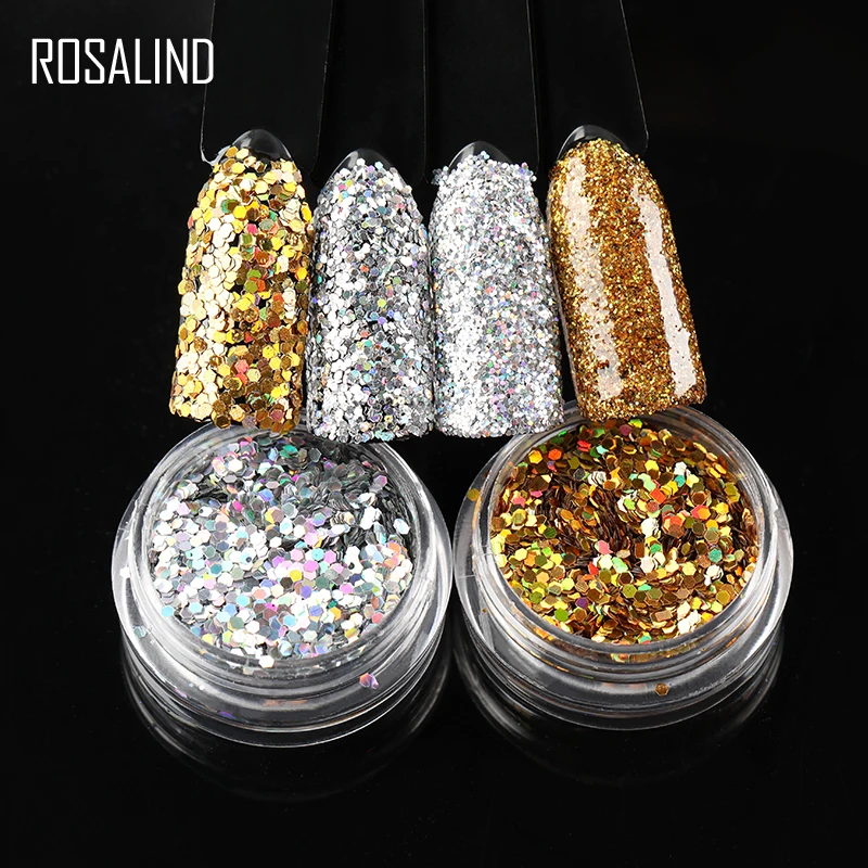 ROSALIND Nails Accessoires Gel Polish Holographic Chrome Pigment Luminous Powder Paillette Sparkle Manicure Sequin Set | Красота и