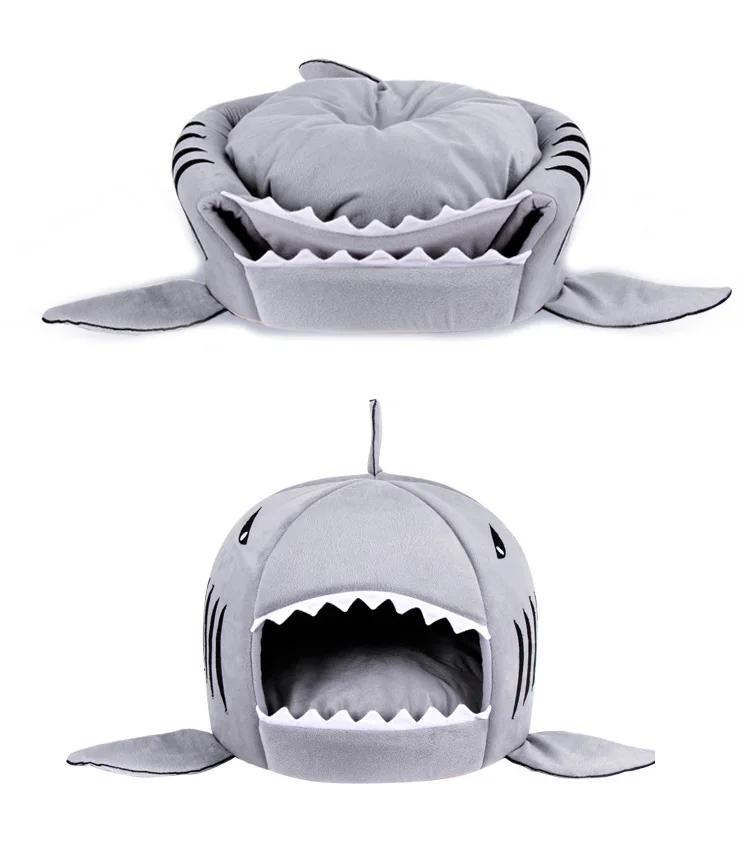 pawstrip 3 Colors Cartoon Shark Dog Bed House Winter Warm Cat Bed Detachable Wash Chihuahua Small Dog House Cama Perro