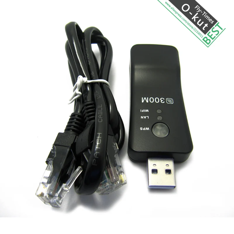Okut 300 Мбит/с Универсальный Беспроводной ТВ WiFi адаптер сетевой карты RJ 45 Wi Fi WPS