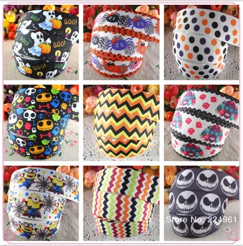 

18092617, 1" 25mm 5 yards halloween printed grosgrain ribbons DIY hair bows handmade materials