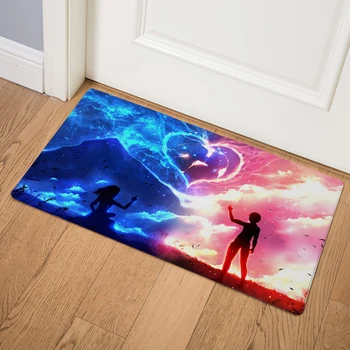 

I Love You Print Heart Kitchen Carpet Entrance Non Slip Decor Cartoon Door Mat for Living Room PVC Leather Mats 46*76cm