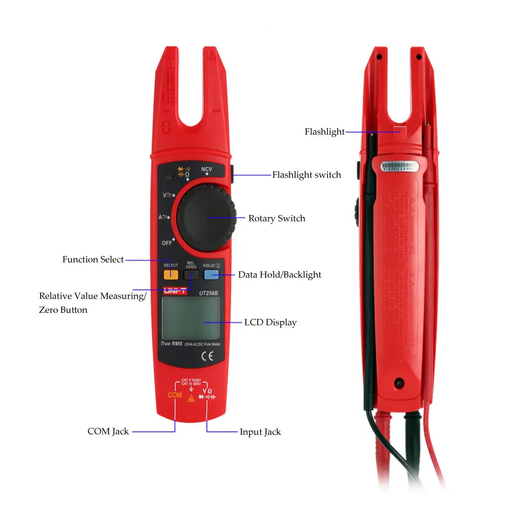 UNI-T200A Цифровой мультиметр True RMS держатель UT256B AC DC ток клещи бесконтактный Тестер Напряжения Вольтметр Ом Авто Диапазон плюс