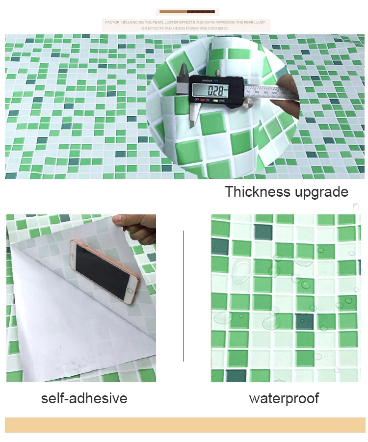 Bathroom Waterproof Mosaic Wall Stickers Kitchen Oil Proof Decoration Wallpaper Bath Toilets Self Adhesive Tiles Decorative Film