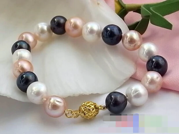 

free shipping 08742 MULTICOLOR FRESHWATER CULTURED PEARL bracelet