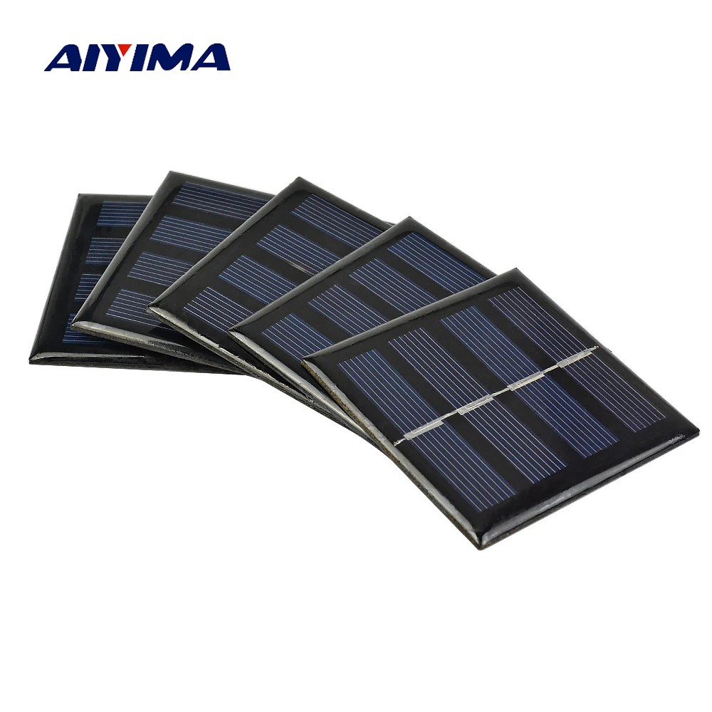 

SUNYIMA 5Pcs Polycrystalline Solar Panels Polysilicon Plate 2V 165MA 66x66mm Power Sun Charger DIY For Rechargeable Batteries