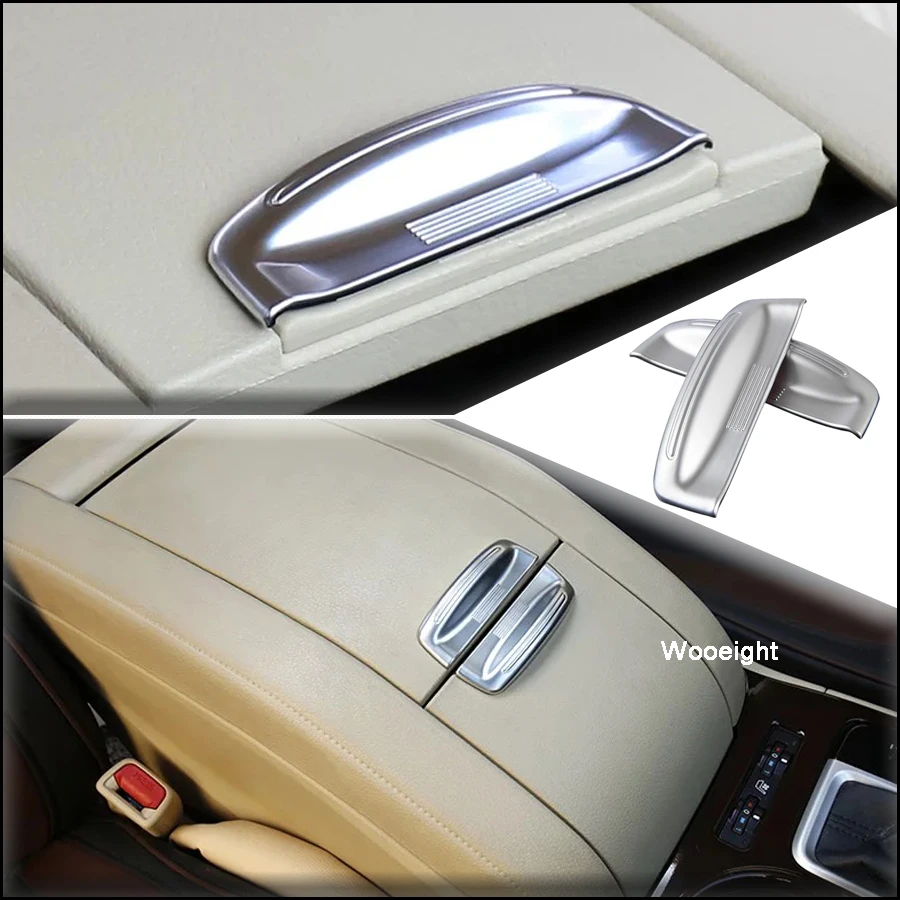 2Pcs Silver Armrest Cover Storage Box Trim For Toyota Highlander  Kluger (XU50) 2014 2015 2016 2017 Car Styling Chrome Trim (5)