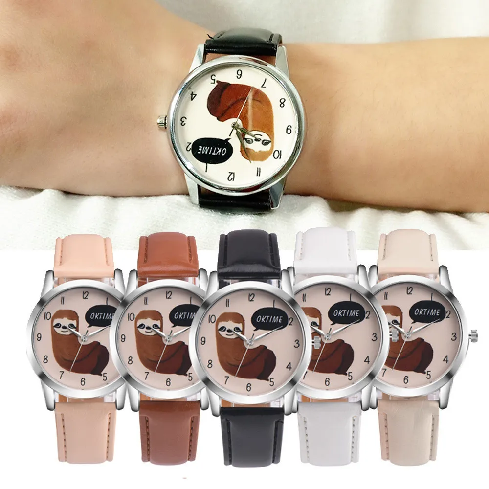 

Watches Women Retro Cartoon Koala Design Leather Band Analog Alloy Quartz Wrist Watch Ladies Dress Creative Clock Watches Reloje