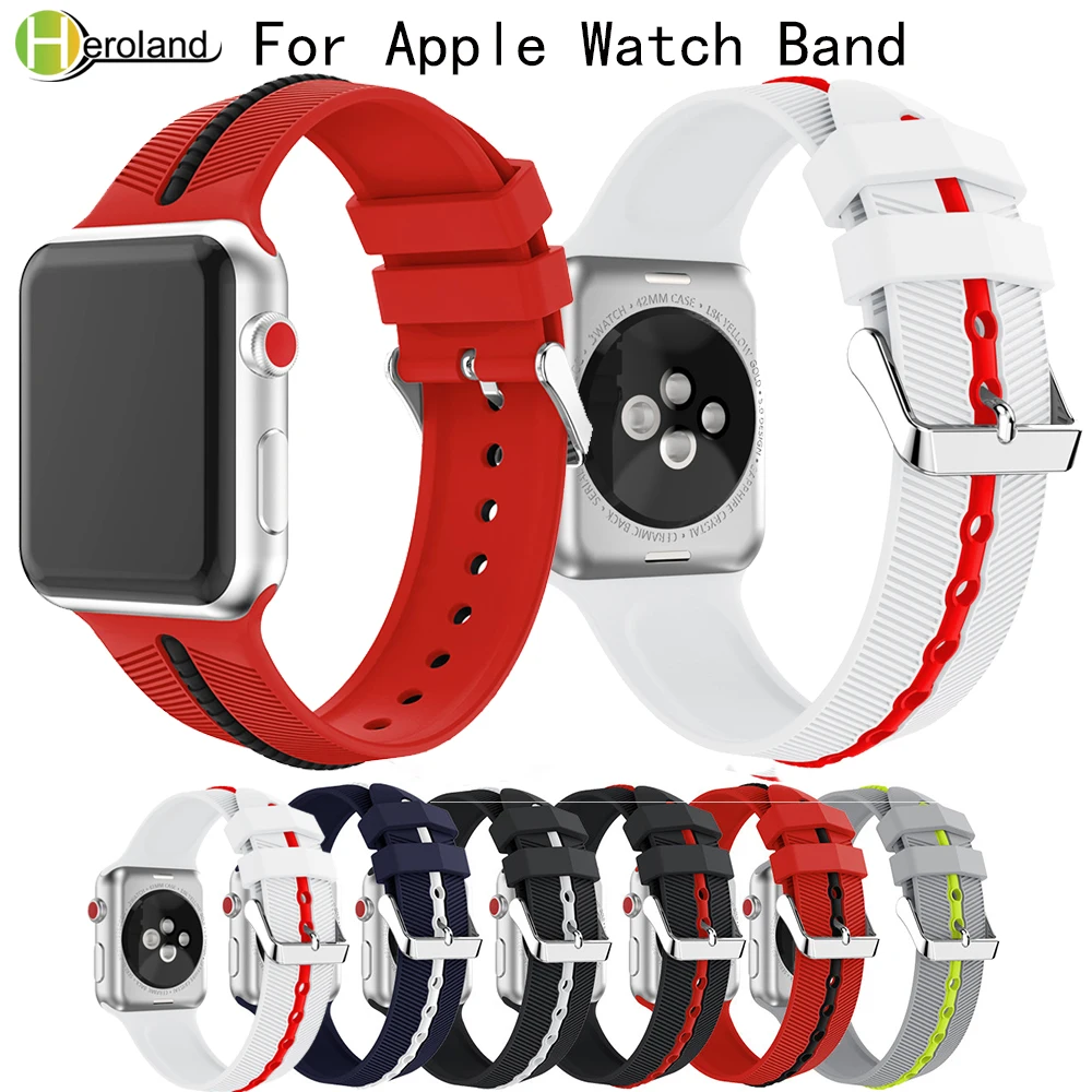 Для iwatch серии 4 3 2 1 ремешок для часов спортивный силиконовый Apple watch 42 мм 44 сменные