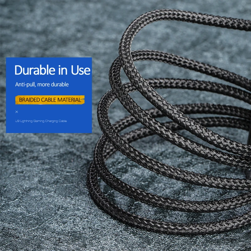 USAMS Type C Cable 5V 3A 18W Fast Charging USB C Cable Game USB Wire 180 Degree fast Braided Data Sync for Samsung Note 9 S8