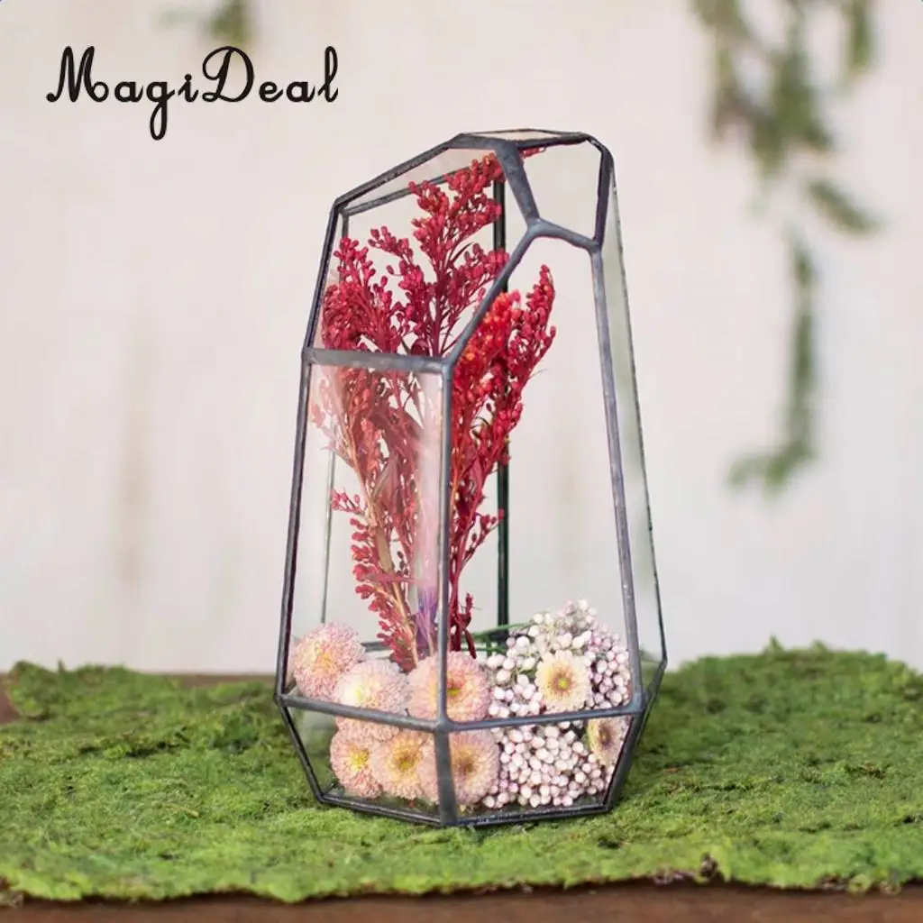 MagiDeal, необычная прозрачная стеклянная металлическая Геометрическая террариумная коробка для растений, кактусов, горшков, короб для растений, папоротника, настольный декор
