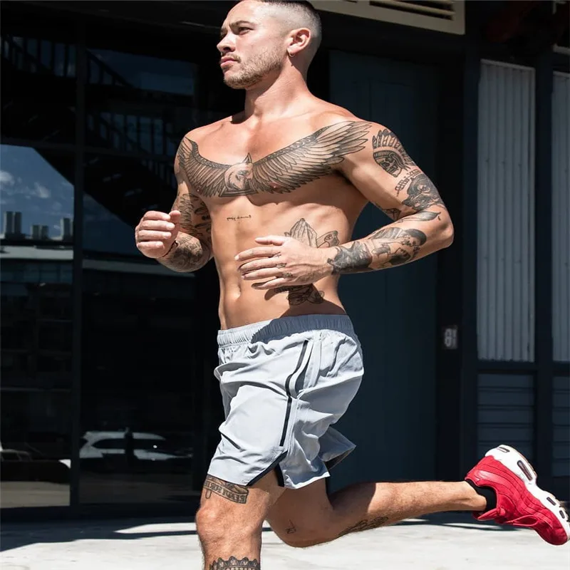 Летние новые модные мужские быстросохнущие пляжные брюки для бега тренировочные брюки для фитнеса повседневные спортивные шорты баскетбольные брюки