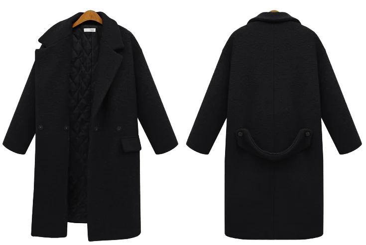 Зимнее женское пальто ZADORIN размера плюс, элегантное шерстяное пальто с отворотом, длинным рукавом и пуговицами, толстое теплое длинное шерстяное пальто для женщин
