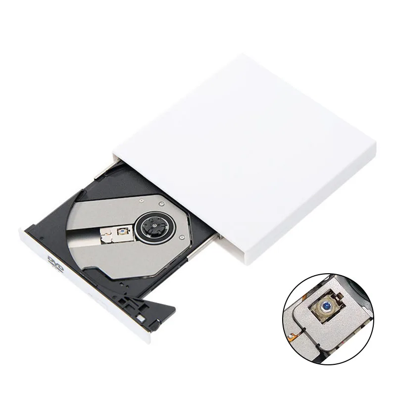 Ультра тонкий внешний USB 2,0 Слот-в DVD-RW CD-RW CD-плеер драйвер писателя для ПК