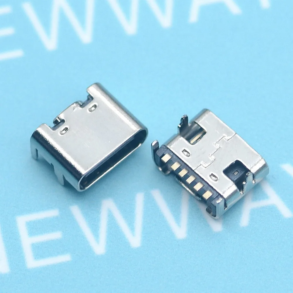 마이크로 USB 잭 3.1 C타입 6 핀 딥 90 도 암 커넥터, 휴대폰 충전 포트 충전 소켓, 100 개/로트|커넥터 ...