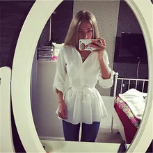 Autumn New Fashion font b Womens b font Loose White Button Dress Tops Long Sleeve Turn