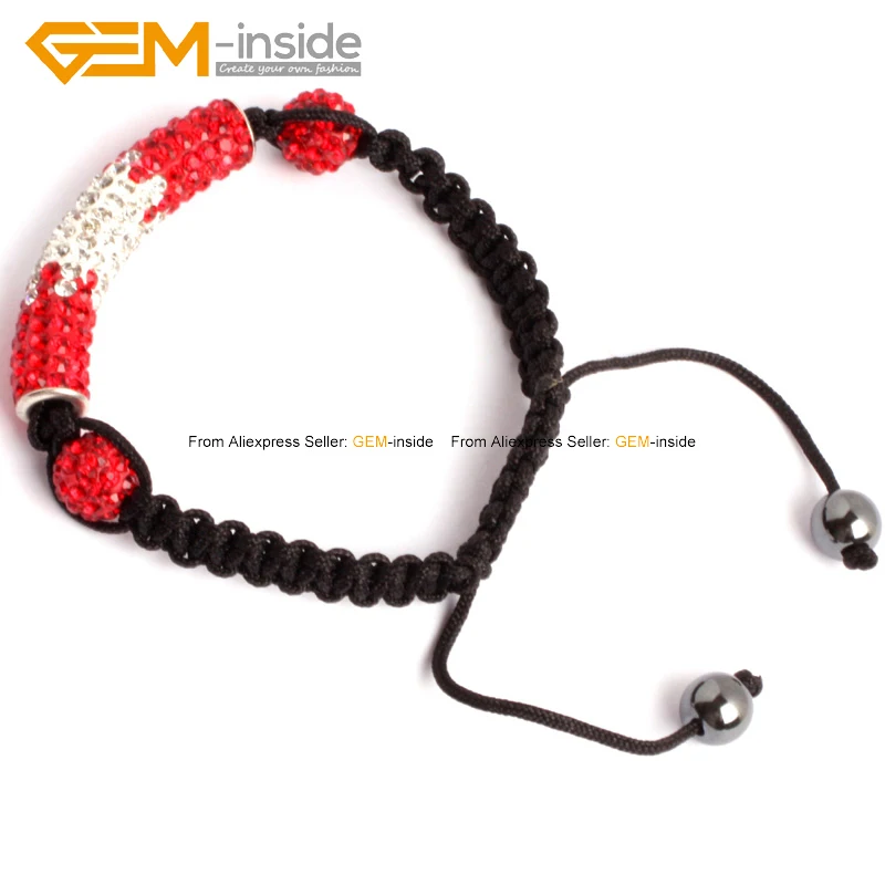 Colorful Shambhala Tube Beads Bracelets CZ Crystal Pave Fashion Jewelry For Women Adjustable Length 7.5inch | Украшения и