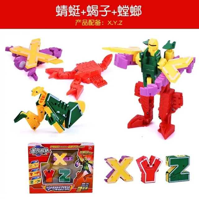 26 English Letter Transformer Alphabet Robot Animal Creative Educational Action Figure Building Blocks Model kids Toys