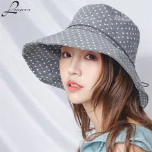 Lanxxy, новая мода, в горошек, рыбацкая шляпа, для женщин, летняя, пуговицы, Панама, женские шляпы