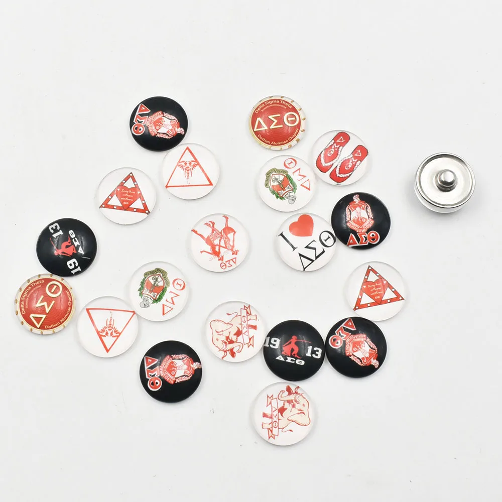 

50Pcs Mixed Delta Sigma Theta Glass Snap Button Jewelry Charm Snap Jewelry