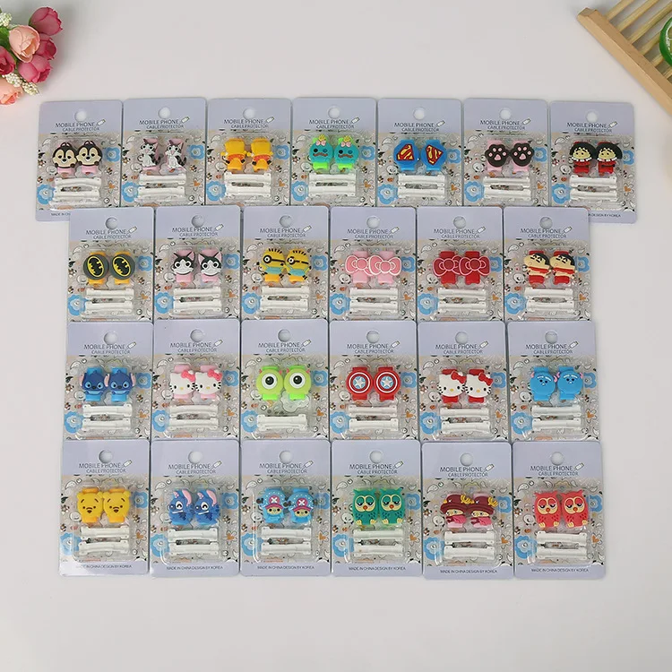 

5pcs/lot Double Side Cartoon USB Cable Protector headphones line saver For phone charging line data cable protection