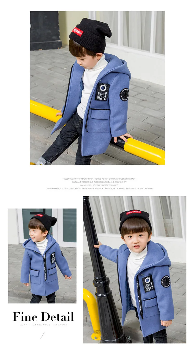 Модная куртка-кардиган средней длины с капюшоном и длинными рукавами на молнии для мальчиков 2-6 лет искусственная шерсть, осенне-зимние уличные куртки из ткани