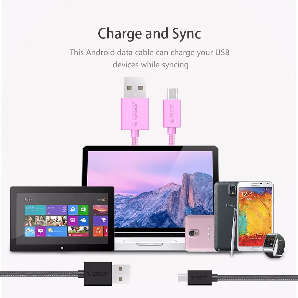 ORICO Micro USB кабель 2A кабель для передачи данных и зарядки телефона для samsung htc Nokia SONY Xiaomi huawei 100 см