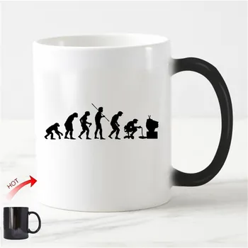 

Novelty Geek Evolution of Computer Coffee Beer Discoloration Mug Funny Computer Evolution Creative Father Programmer Gifts Game