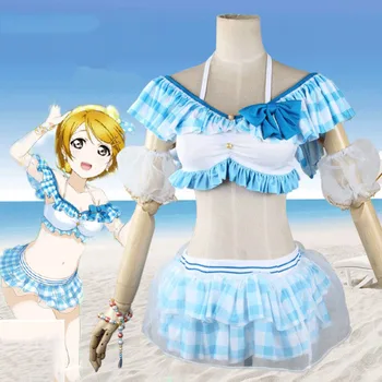 

Anime! Lovelive Kousaka Honoka Bikini Suit Lovely Uniform Cosplay Costume Daily Pool Party Swimsuit For Women Free Shipping