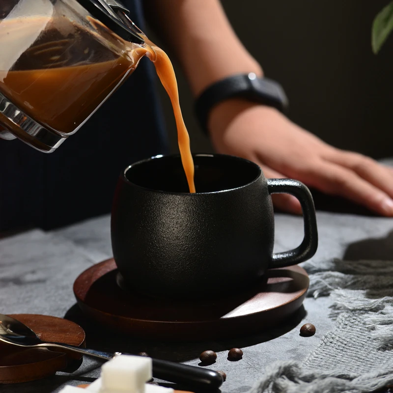 American-retro-stoneware-frosted-coffee-cup-with-wood-base-Simple-ceramic-personality-mug-with-lid-and (3)