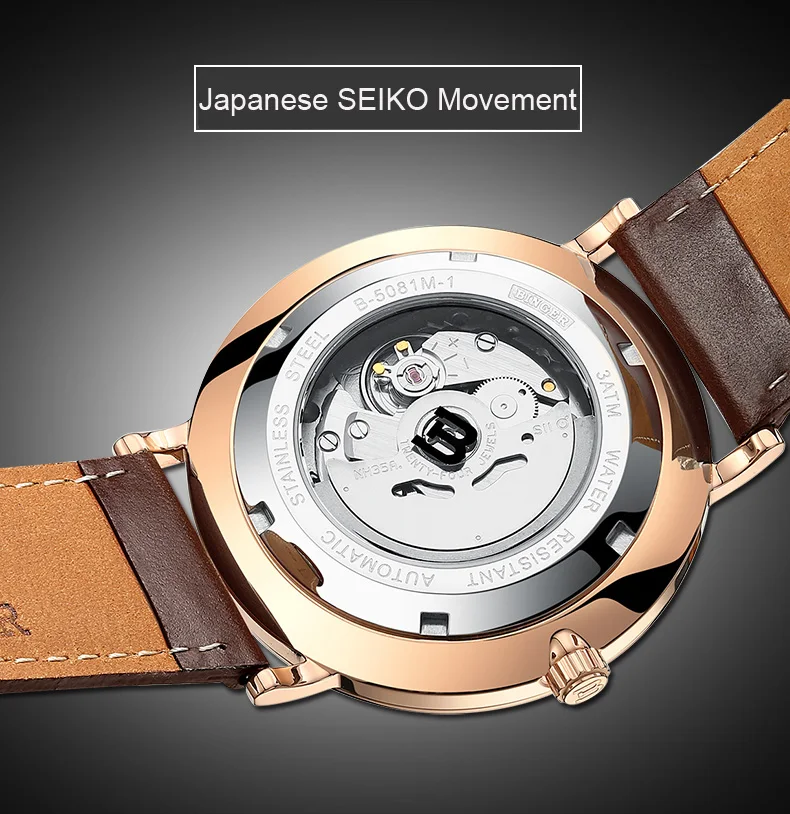 Switzerland BINGER мужские часы Топ бренд класса люкс автоматические механические мужские часы сапфировые водонепроницаемые часы мужские часы reloj