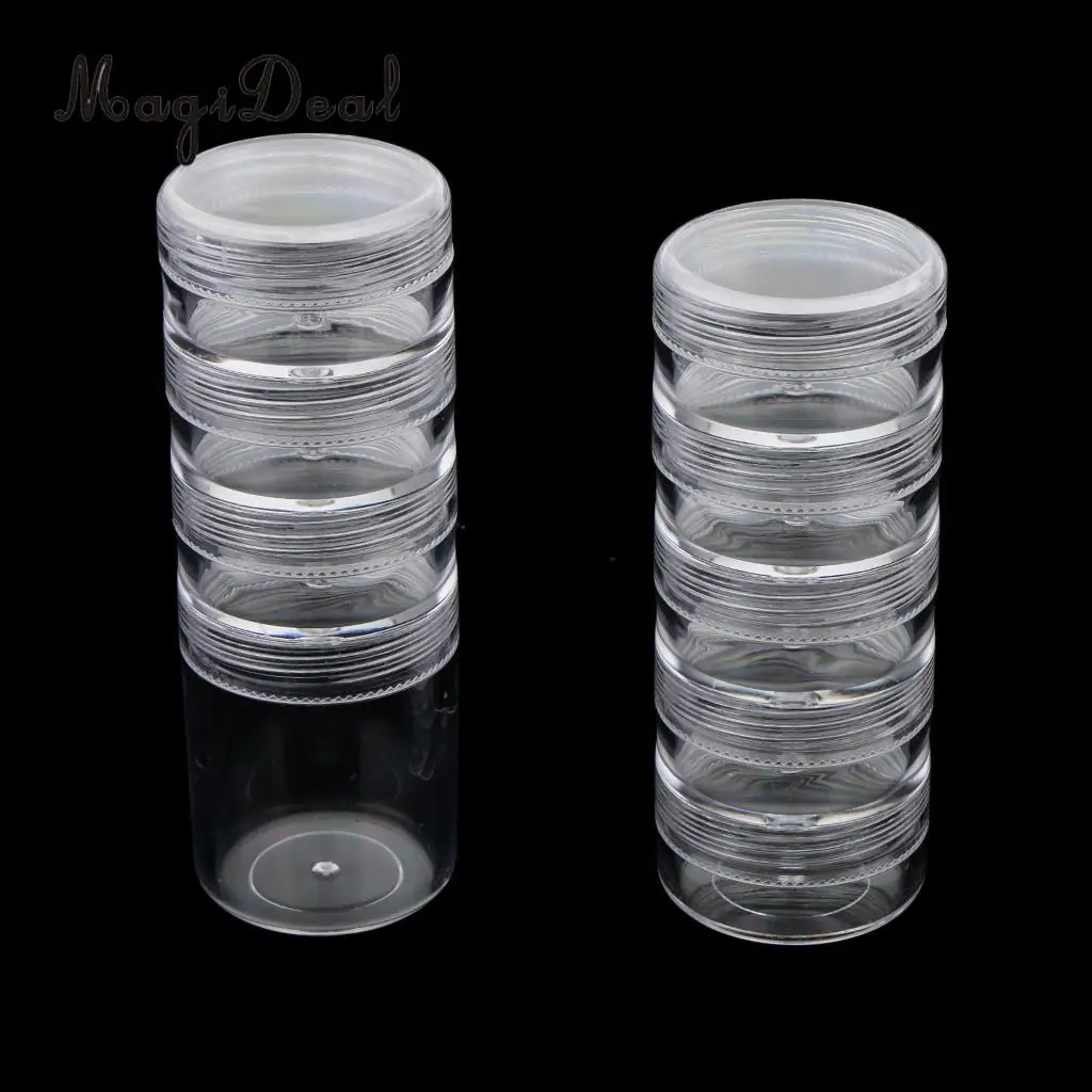 6Pcs/Pack 4 and 5 Layers Stacking Jar Pot Containers for Mineral Powders Nail Art Beads Jewelry Crafts