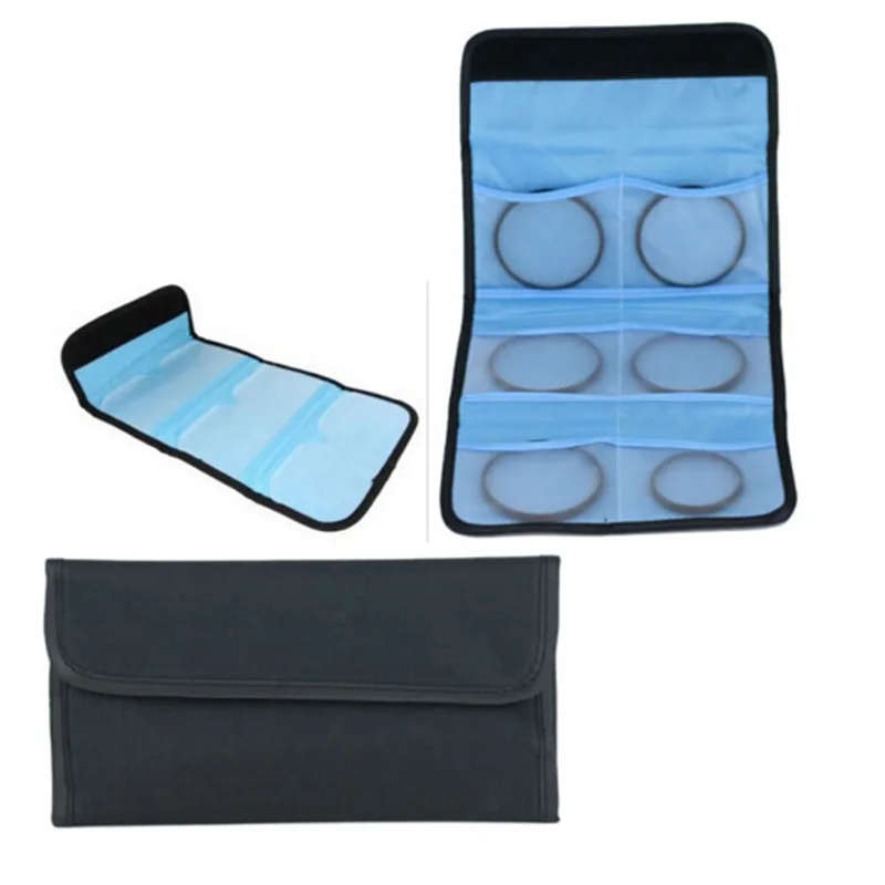 

10pcs 6 Pocket camera Lens Filter Case Wallet 25mm to 82mm UV CPL Filters protect pouch bag for cokin P series filter protector
