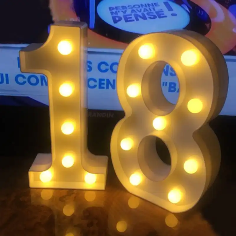 chicinlife 2 uds 18 30 40 numeros led cadena de luz de la noche de la fiesta de cumpleanos de pie colgante fiesta de adultos decoracion de