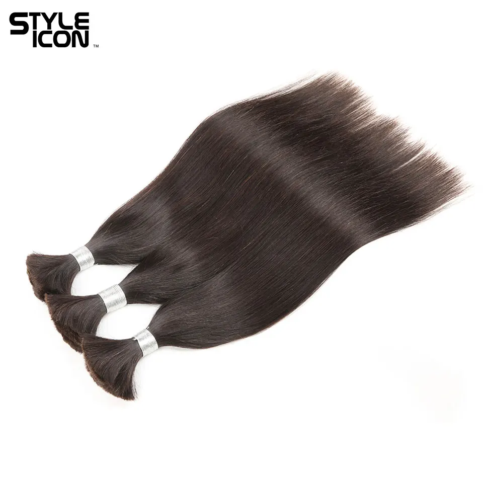 

Styleicon Human Braiding Hair Bulk for Braiding 4 Bundles Remy Brazilian Straight Bulk Hair Without Wefts Free Shipping by DHL