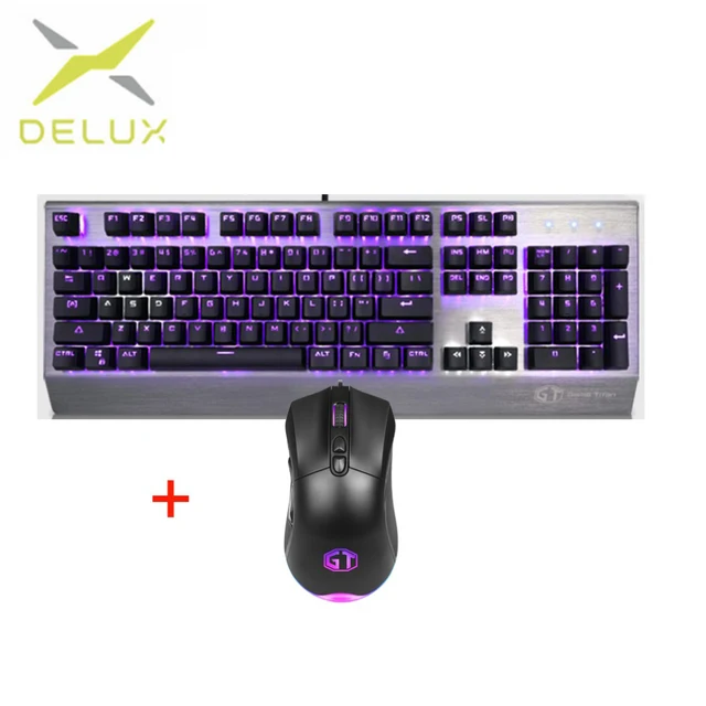 Best Price Delux KM02 mini keyboard  gaming mouse Mechanical Keyboard pc mouse wired usb button Ergonomic design Gaming Office For pc gamer