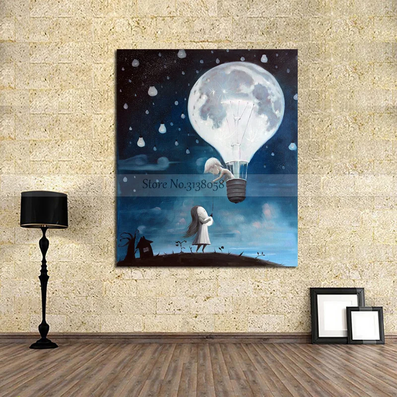 

100% Handmade Modern Abstract Art Oil Painting on Canvas - He Gave Me The Brightest Star by Adrian Borda, Home Wall Decoration