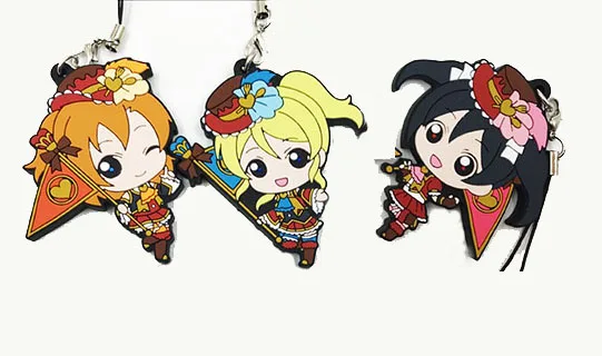 3 шт./лот брелок Нико Рин Umi Maki Chika Dia Riko Yoshi kc Kunikida кэнан Резиновый Ремешок/Подвеска