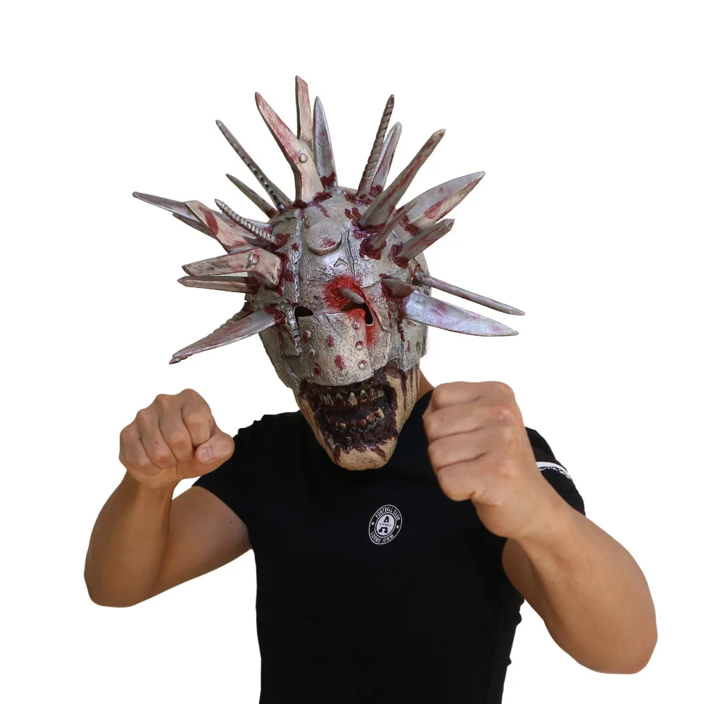 

The Walking Dead Mask,Knives Zombie Mask,Halloween Party with Simulation Weapons on Head Latex Helmet
