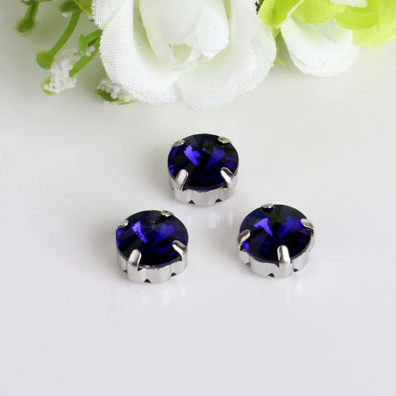 Royal blue 14 мм 200 шт./упак. круглой формы пришить стразы высокого качества хрусталь с серебристый коготь DIY моды accessoriesYJ05 - Цвет: Royal blue