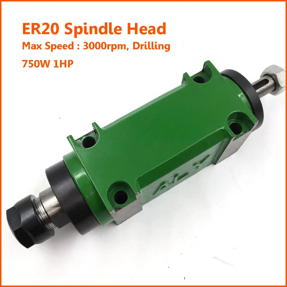 ER20 Chuck 60mm Spindle Unit 750W 1HP Power Head 3000rpm Spindle Unit Cutting Drilling Boring Machine ER20 Chuck 60mm Spindle Unit 750W 1HP Power Head 3000rpm Spindle Unit Cutting Drilling Boring Machine