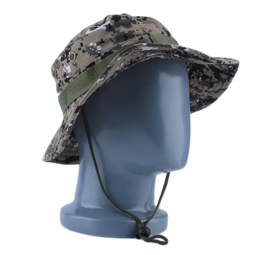 

Military Army Jungle Camo Boonie Bucket Cap Hat Fishing Sun Caps 2016 Fashion Drop Shipping Camouflage hats