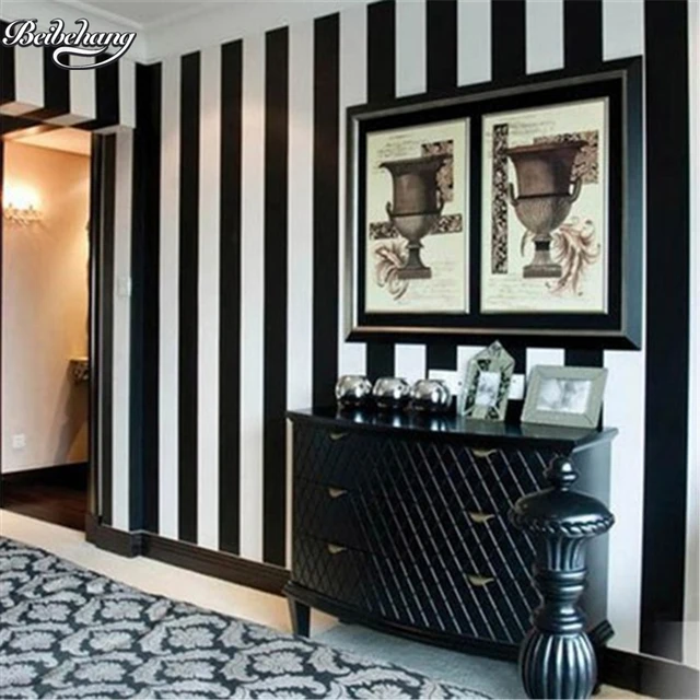 Beibehang Modern Simple Black And White Vertical Striped Wallpaper Beibehang Modern Simple Black And White Vertical Striped Wallpaper Explosion Models Wide Bedroom Living Room