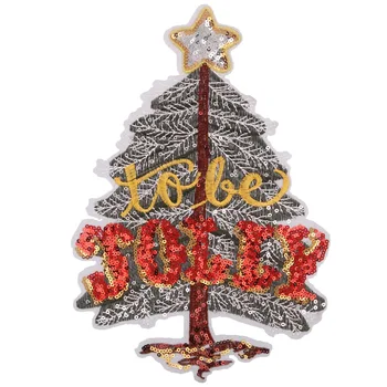 

1pcs Exquisite christmas tree Patch Sew On Patches For Clothes Sew On Sequin Applique Applications Motif Embroidery Patches