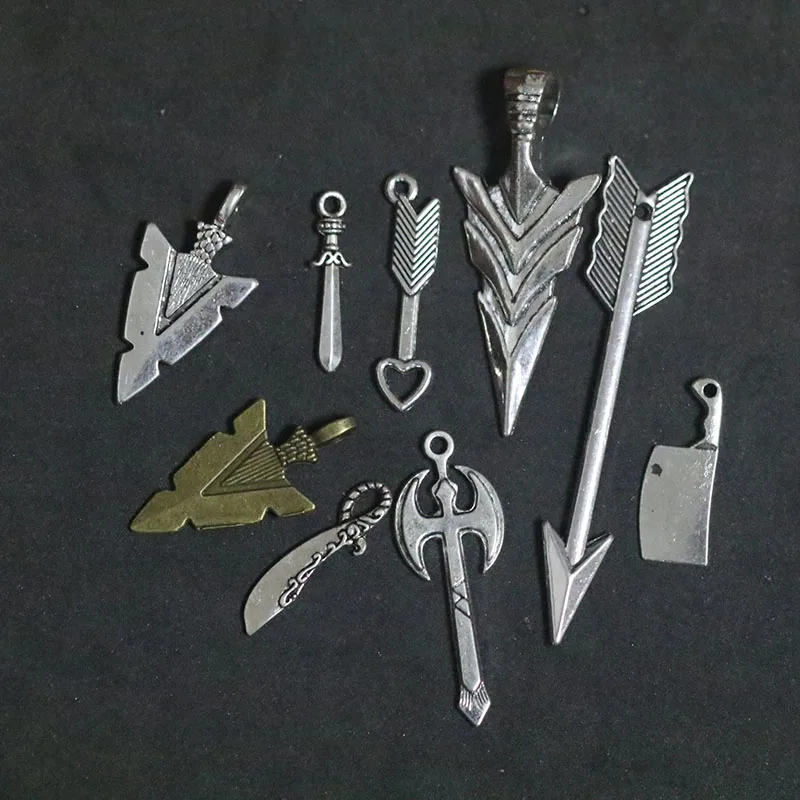 

Mixed Bow arrow Sword kitchen knife Pendant Charms For Jewelry Making DIY Handmade Fashion Jewelry Accessories Vintage Antique
